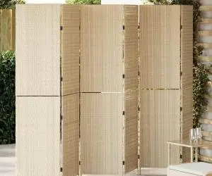 vidaXL Paravan 6 Panouri Pliabil Bej 294x180 cm Poliratan