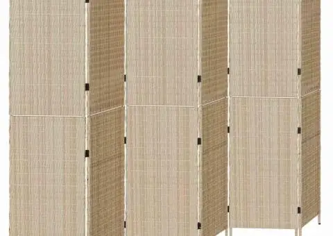 Paravan 6 Panouri Pliabil Bej 294x180 cm Poliratan - 2/5