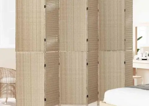 Paravan 6 Panouri Pliabil Bej 294x180 cm Poliratan - 3/5