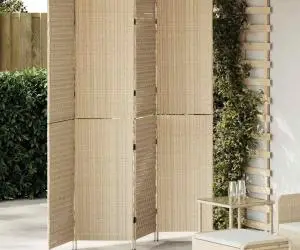 vidaXL Separator de încăpere 4 panouri pliabile bej 196x200 cm poli ratan