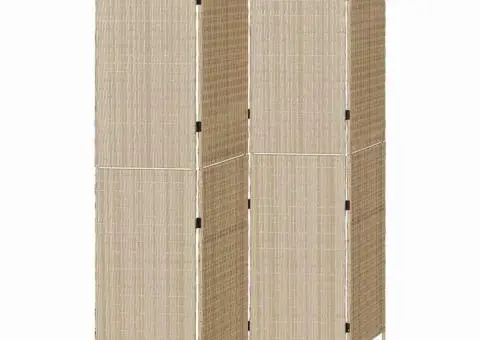 Separator de încăpere 4 panouri pliabile bej 196x200 cm poli ratan - 2/5
