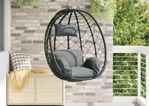 Scaun cu Ou Suspendat fără Suport Antracit Rattan Poliester - 1/5