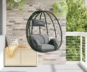 vidaXL Scaun cu Ou Suspendat fără Suport Antracit Rattan Poliester