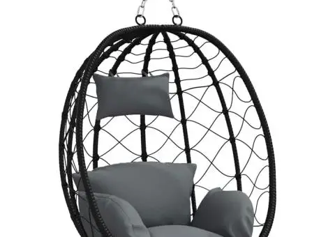 Scaun cu Ou Suspendat fără Suport Antracit Rattan Poliester - 2/5