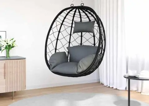 Scaun cu Ou Suspendat fără Suport Antracit Rattan Poliester - 3/5