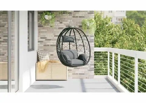 Scaun cu Ou Suspendat fără Suport Antracit Rattan Poliester - 4/5