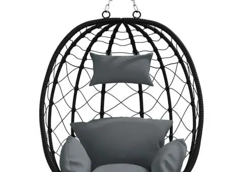 Scaun cu Ou Suspendat fără Suport Antracit Rattan Poliester - 5/5