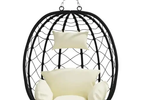 Scaun Ou Suspendat fără Suport Crem Alb Poli Rattan - 5/5