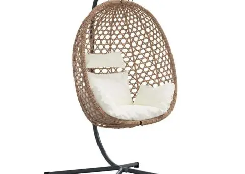 Clever Hanging Egg Chair Basket cu Stand din Poliratan - 2/5