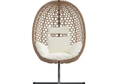 Clever Hanging Egg Chair Basket cu Stand din Poliratan - 5/5