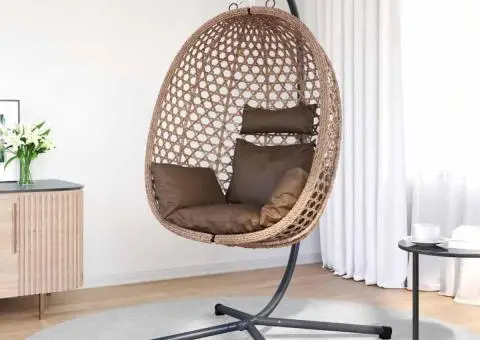 Coș Scaun Ou Suspendat cu Suport Cafea Poli Ratan - 3/5