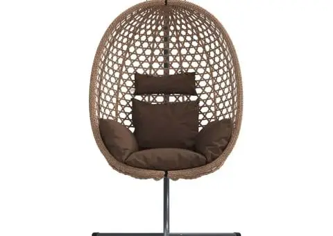 Coș Scaun Ou Suspendat cu Suport Cafea Poli Ratan - 5/5