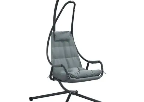 Fotoliu Suspendat cu Cadru și Perne Antracit din Oțel - 2/5