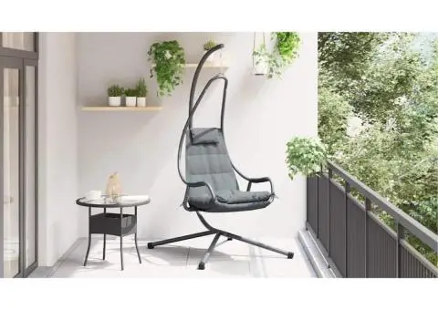 Fotoliu Suspendat cu Cadru și Perne Antracit din Oțel - 4/5