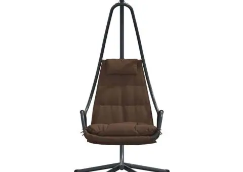 Scaun Suspendat cu Stativ și Pernă Cafea Oțel - 5/5