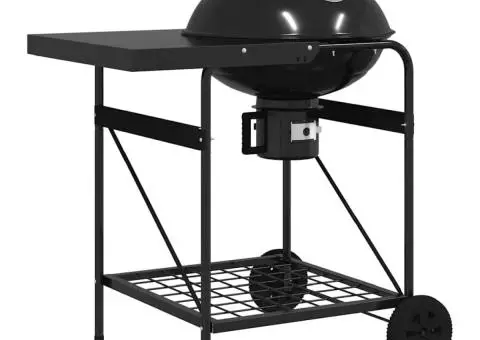 Cărucior cărbuni de grătar cu capac, negru, 96x72x113 cm, metal - 4/5