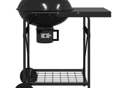 Cărucior cărbuni de grătar cu capac, negru, 96x72x113 cm, metal - 5/5