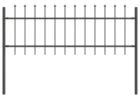Gard Metalic cu Vârf în Formă de Lance Gri 1,7x0,6 m - 2/5