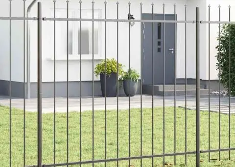 Gard cu vârf în formă de lance, gri, 1,7x1,5 m, din oțel - 1/5