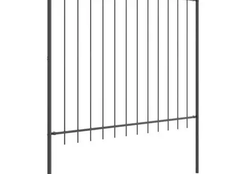 Gard cu vârf în formă de lance, gri, 1,7x1,5 m, din oțel - 3/5