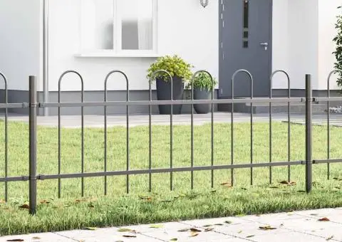 Gard de Grădină Gri cu Vârf Arcuș, 1,7 x 0,6 m, din oțel - 1/5