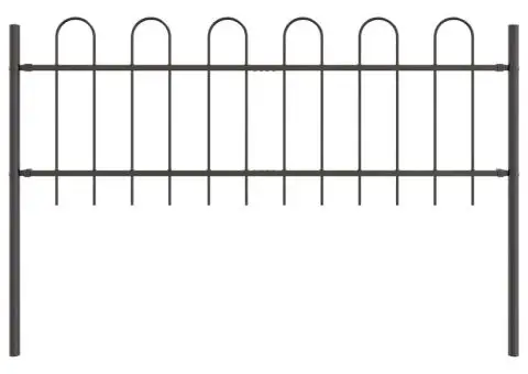 Gard de Grădină Gri cu Vârf Arcuș, 1,7 x 0,6 m, din oțel - 2/5