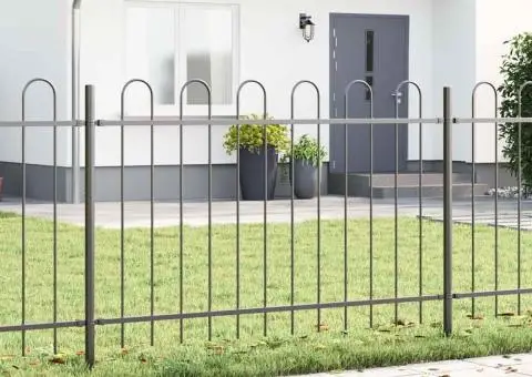 Gard de grădină cu vârf arcuțit, gri, 1.7 x 1 m din oțel - 1/5