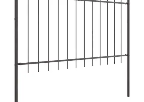 Gard cu vârf arcuit, gri, 1.7x1.2 m, din oțel - 3/5