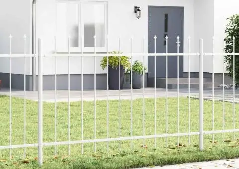 Gard alb cu vârf în formă de lance, 1,7x1,2 m, din oțel - 1/5