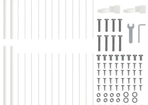Gard cu vârfuri în formă de suliță, Alb, 1,7 x 1,5 m, Oțel - 4/5