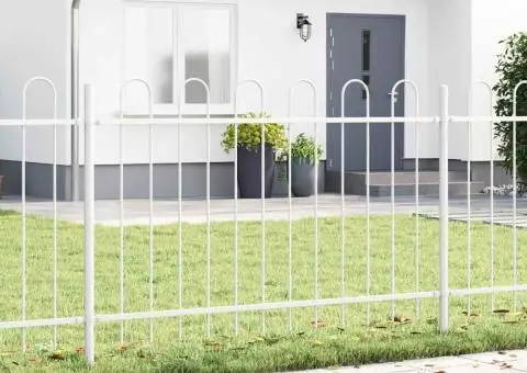 Gard cu vârf în formă de arc, alb, 1.7x1 m din oțel - 1/5