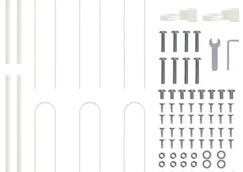 Gard cu vârf în arc - alb, 1,7x1,2 m, din oțel - 4/5