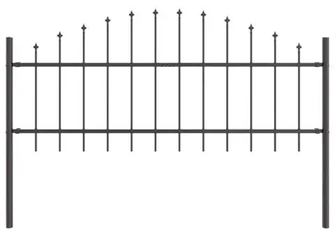 Gard cu vârf în arce Gri 1,7x0,75 m din oțel - 2/5