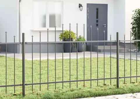 Gard cu vârf în arc, gri, 1.7x1m, din oțel - 1/5