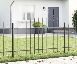 vidaXL Gard cu vârf în arc, gri, 1.7x1m, din oțel