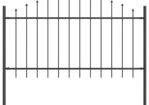 Gard cu vârf în arc, gri, 1.7x1m, din oțel - 2/5