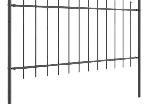 Gard cu vârf în arc, gri, 1.7x1m, din oțel - 3/5