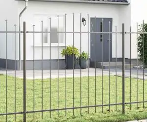 vidaXL Gard cu vârf Hoop gri, 1,7x1,25 m din oțel