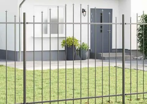 Gard de Grădină cu Vârf în Formă de Hoop, Gri, 1.7x1.5 m, Oțel - 1/5