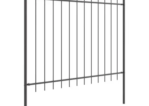 Gard de Grădină cu Vârf în Formă de Hoop, Gri, 1.7x1.5 m, Oțel - 3/5