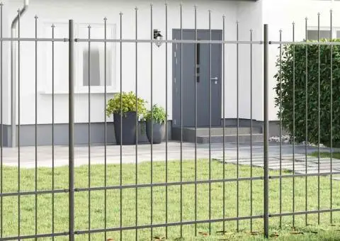 gard de grădină cu vârf arcuit, gri, 1,7x1,75 m, din oțel - 1/5