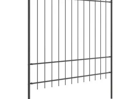 gard de grădină cu vârf arcuit, gri, 1,7x1,75 m, din oțel - 3/5