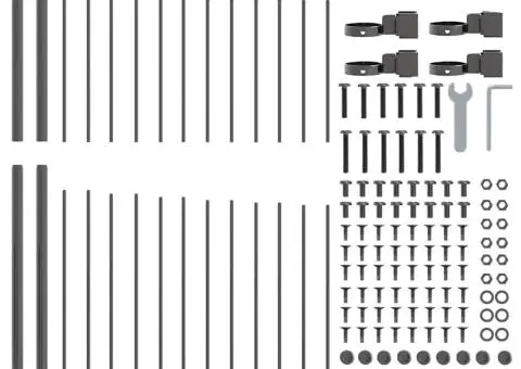 gard de grădină cu vârf arcuit, gri, 1,7x1,75 m, din oțel - 4/5