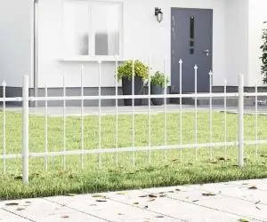 vidaXL Gard alb, cu vârf rotunjit, de 1.7x0.75m, din oțel