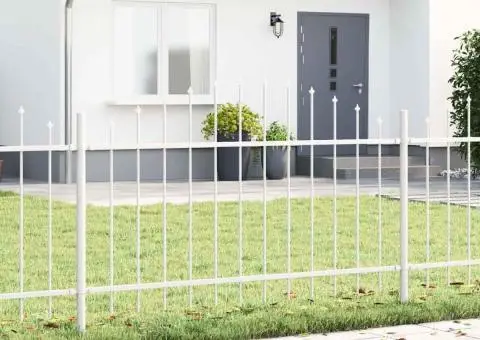 Gardă de Grădină cu Vârf Curbat Alb 1.7x1 m Oțel - 1/5