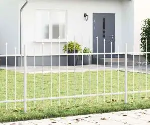 vidaXL Gardă de Grădină cu Vârf Curbat Alb 1.7x1 m Oțel