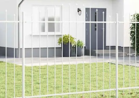 Gardă de grădină cu vârf de cerc alb 1.7x1.5 m din oțel - 1/5