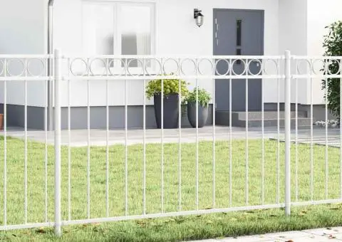 Gard de grădină, alb, 1,7x0,8 m, oțel - 1/5