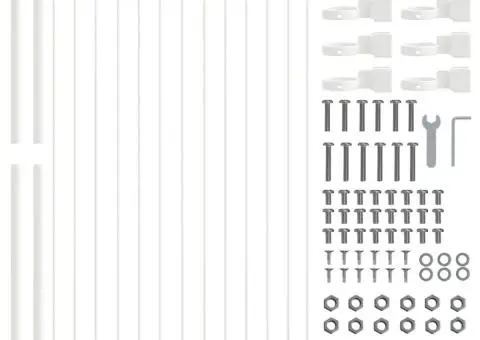 Gard de grădină, alb, 1,7x1.5 m, oțel - 4/5