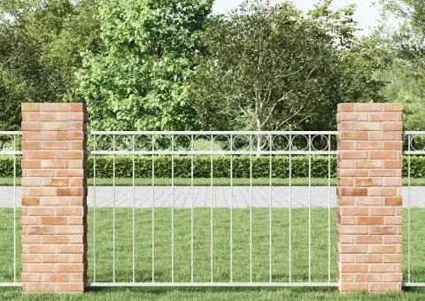 Gard de grădină, alb, 1,7x1 m, oțel - 3/5